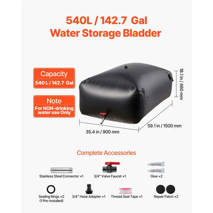Réservoir d’eau souple pliable 113 à 1 000 L – PVC 1000D