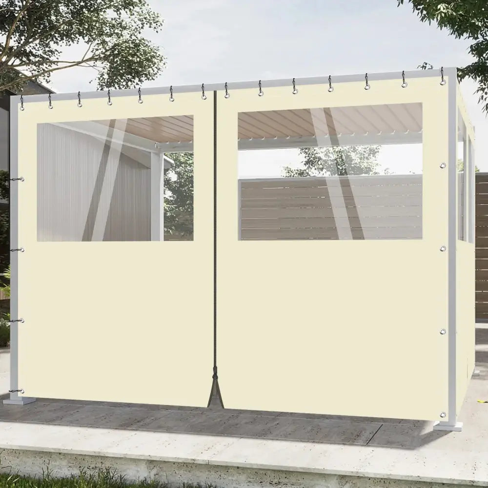Rideau extérieur PVC transparent zippé 650 g/m² – Beige – 2,44 × 3,05 m