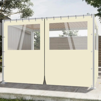 Rideau extérieur PVC transparent zippé 650 g/m² – Beige – 2,44 × 3,05 m