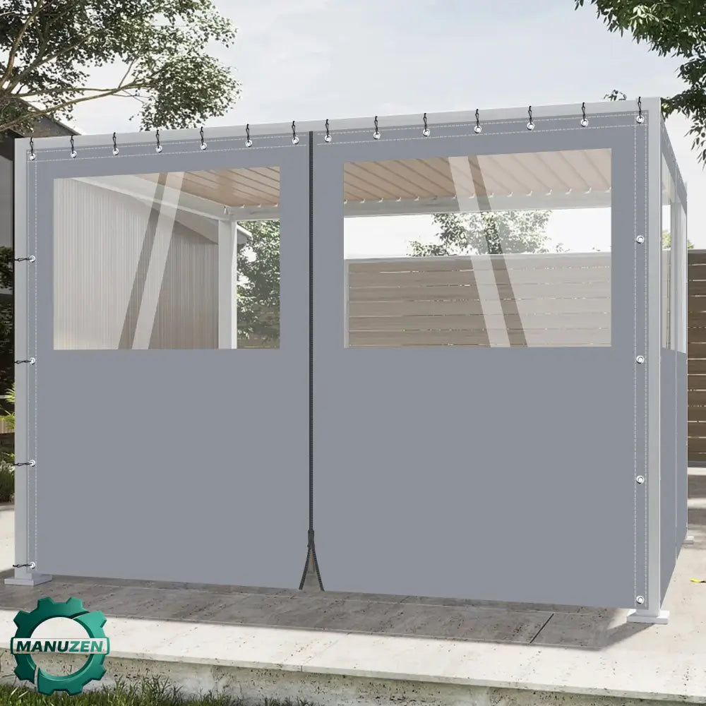 Rideau extérieur PVC transparent zippé 650 g/m² – Gris – 2,44 × 3,65 m