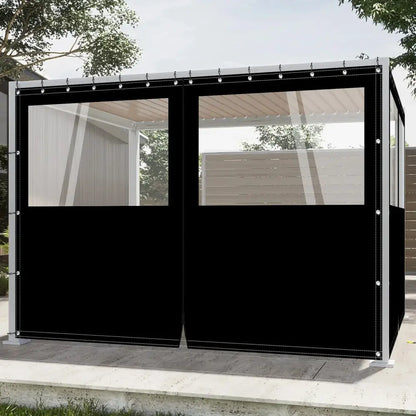 Rideau extérieur PVC transparent zippé 650 g/m² – Noir – 2,15 × 3,05 m