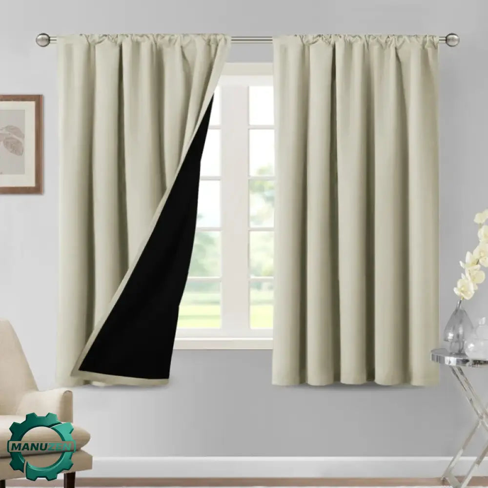 Rideau occultant thermique 70–90 % – polyester 1 ou 2 panneaux - L 100 × H 130 cm – 1 panneau / Beige / Poche