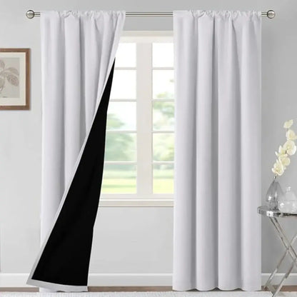 Rideau occultant thermique 70–90 % – polyester 1 ou 2 panneaux - L 100 × H 130 cm – 1 panneau / Blanc / Poche