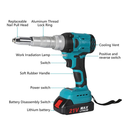 Riveteuse sans fil brushless – rivets 2,4 à 4 mm - Bleu / Espagne - riveteuse sans fil brushless