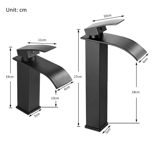 Robinet cascade lavabo — bas ou haut, 3 finitions