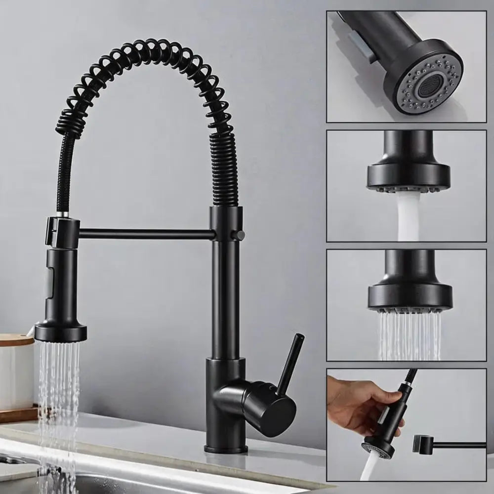 Robinet de Cuisine Mitigeur Extractible Nickel Brossé Évier 360