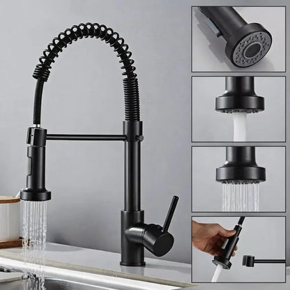 Robinet de Cuisine Mitigeur Extractible Nickel Brossé Évier 360
