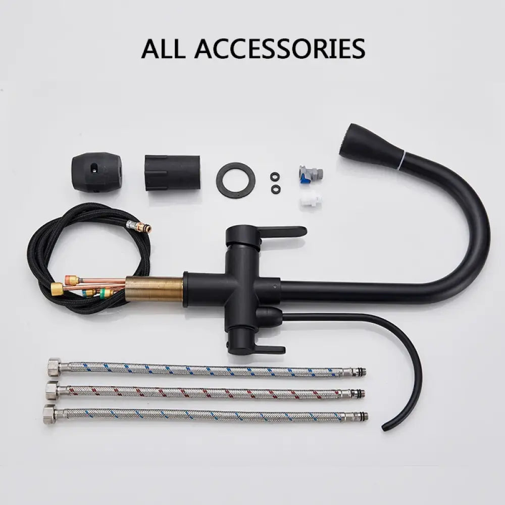 Robinet Purificateur D Eau Cuisine Noir 360 Extractible Pulvérisateur