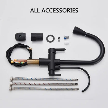 Robinet Purificateur D Eau Cuisine Noir 360 Extractible Pulvérisateur