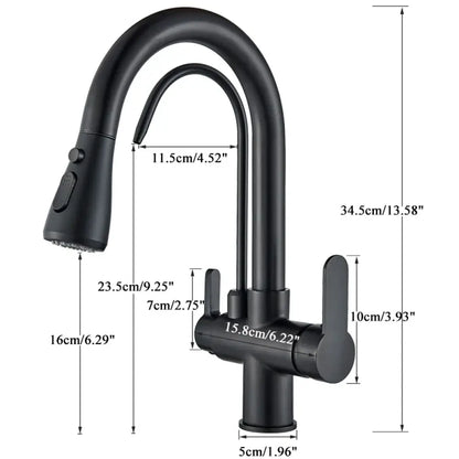 Robinet Purificateur D Eau Cuisine Noir 360 Extractible Pulvérisateur