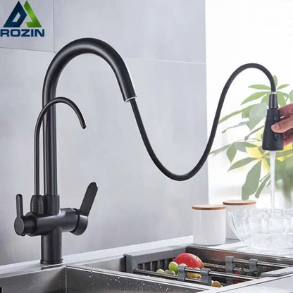 Robinet Purificateur D Eau Cuisine Noir 360 Extractible Pulvérisateur