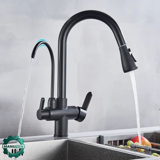 Robinet Purificateur D Eau Cuisine Noir 360 Extractible Pulvérisateur