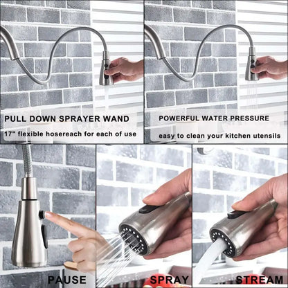 Robinet Purificateur D Eau Cuisine Noir 360 Extractible Pulvérisateur