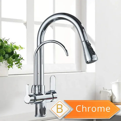 Robinet Purificateur D Eau Cuisine Noir 360 Extractible Pulvérisateur Chrome B Pologne