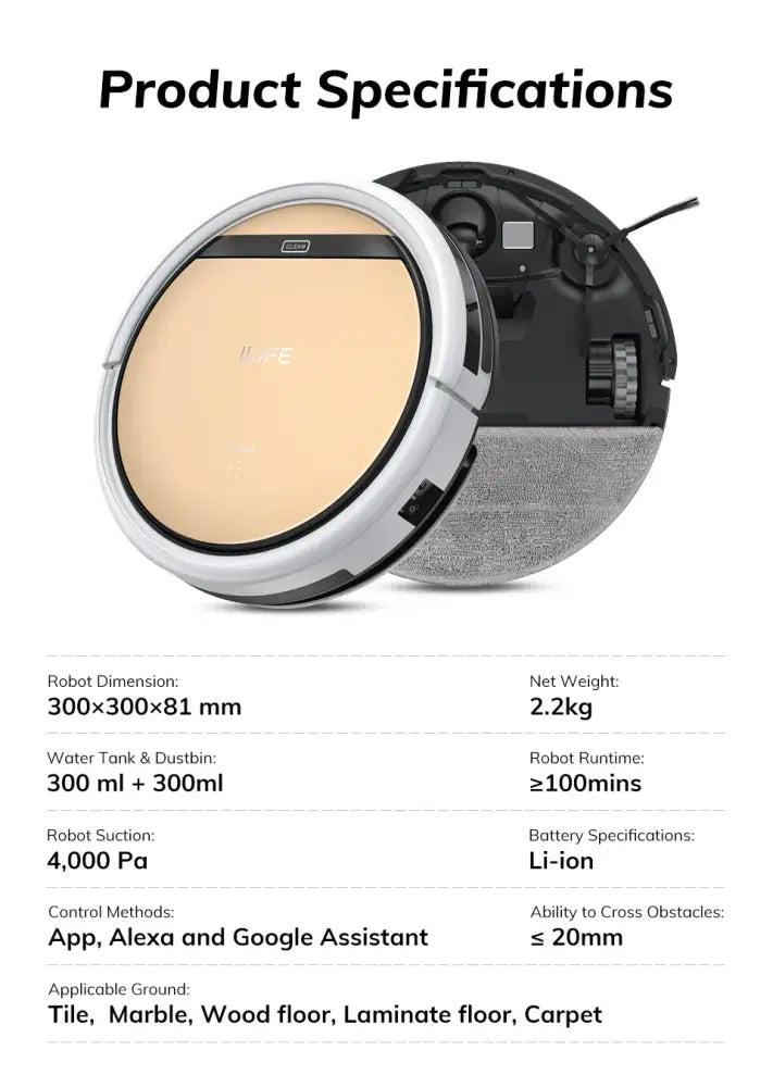Robot aspirateur ILIFE v5s ultra avec cartographie et programmation