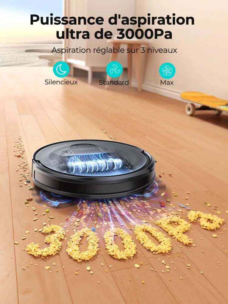 Robot aspirateur laveur 3 en 1 avec application - robot aspirateur laveur connecté 3 en 1