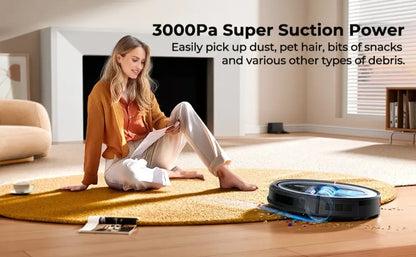 Robot aspirateur laveur 3 en 1 avec application - robot aspirateur laveur connecté 3 en 1