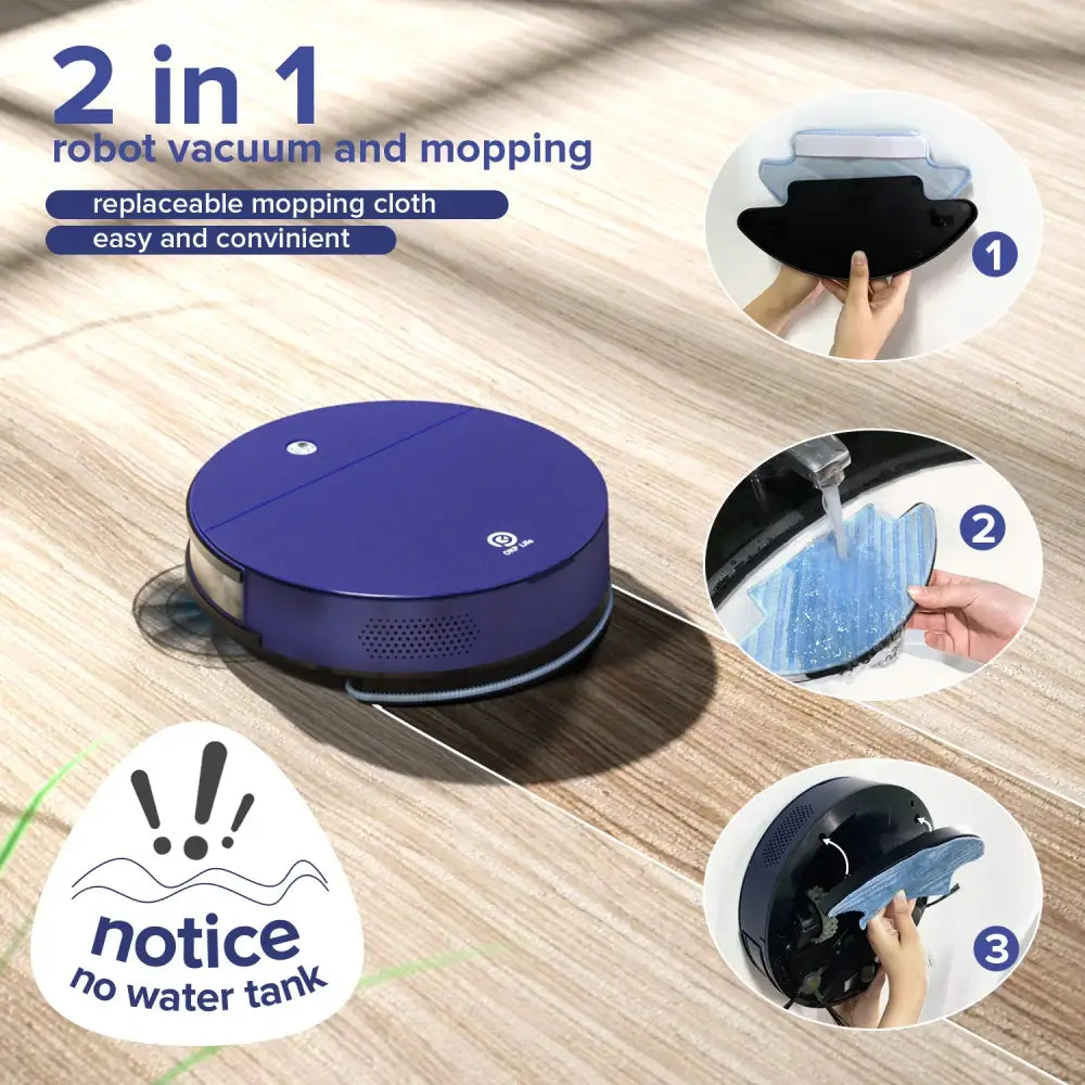 Robot aspirateur programmable 2 200 Pa – bac 500 ml - Bleu / Prise européenne / Allemagne - robot aspirateur
