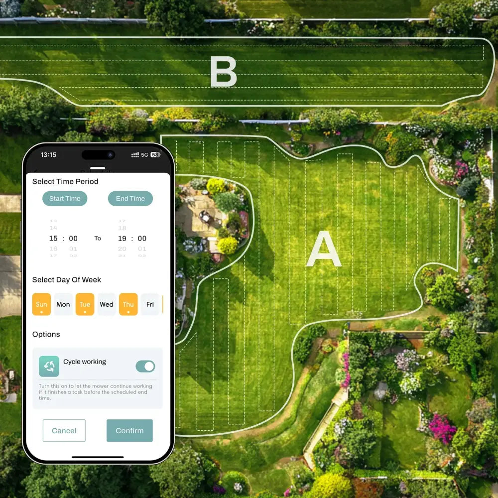 Robot tondeuse sans fil périphérique RTK + vision IA – 1 000 m² - Gris / France / Prise européenne - Robot tondeuse RTK
