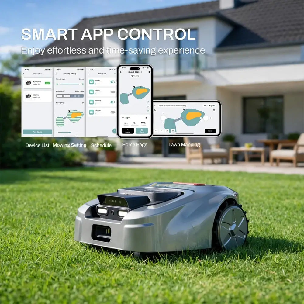 Robot tondeuse sans fil périphérique RTK + vision IA – 1 000 m² - Gris / France / Prise européenne - Robot tondeuse RTK