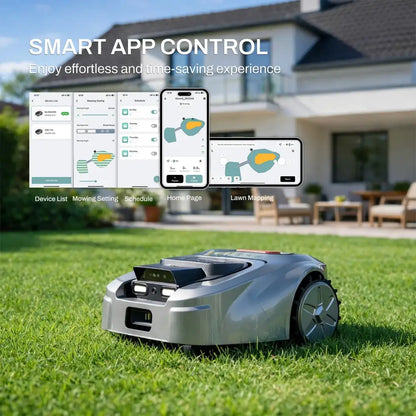 Robot tondeuse sans fil périphérique RTK + vision IA – 1 000 m² - Gris / France / Prise européenne - Robot tondeuse RTK