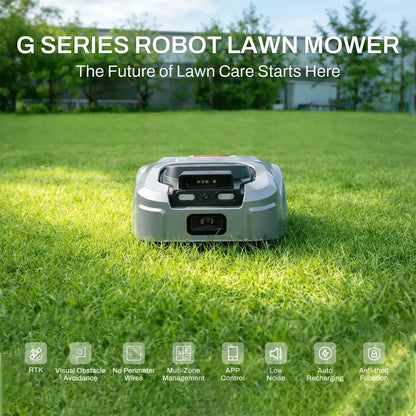 Robot tondeuse sans fil périphérique RTK + vision IA – 1 000 m² - Gris / France / Prise européenne - Robot tondeuse RTK