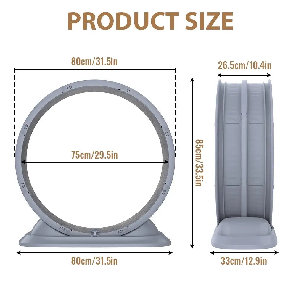 Roue d’exercice pour chat 80 cm avec tapis amovible – variante Gris