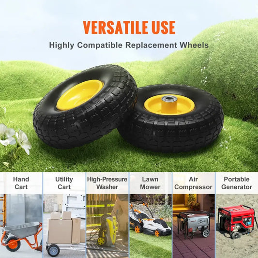Roue PU Solide 10 Pouces Sans Chambre À Air Lot De 2 Pour Dolly Et Remorque