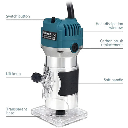 Routeur bois 800 W 30000 tr/min tournage fraisage gravure menuiserie
