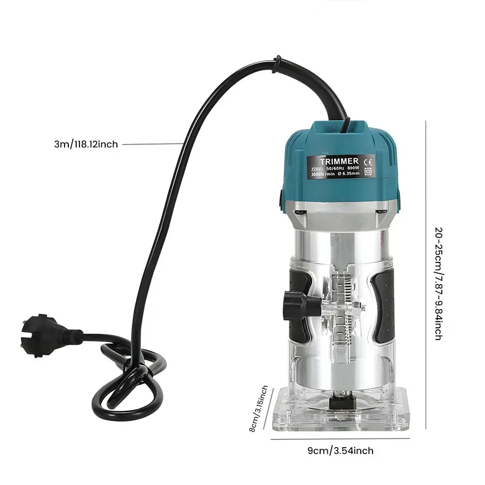 Routeur bois 800 W 30000 tr/min tournage fraisage gravure menuiserie Bleu