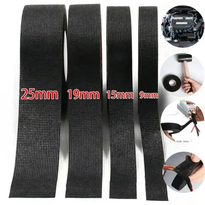Ruban adhésif textile résistant à la chaleur – 10 m × 25 mm – variante Noir / 10 m – 1 rouleau / 25 mm | France