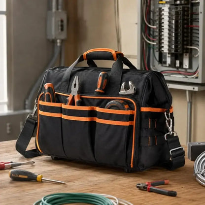 Sac à outils en tissu Oxford avec bandoulière – noir – détail 5