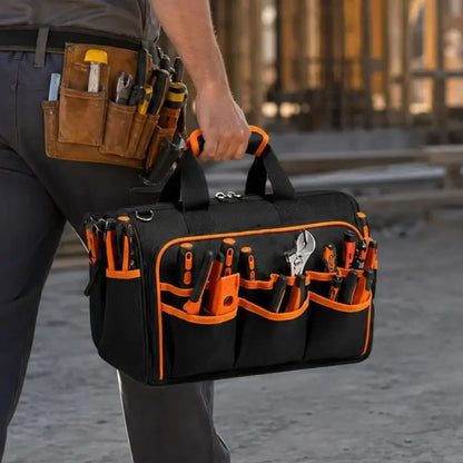 Sac à outils en tissu Oxford avec bandoulière – noir – détail 6