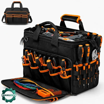 Sac à outils en tissu Oxford avec bandoulière – noir – vue principale