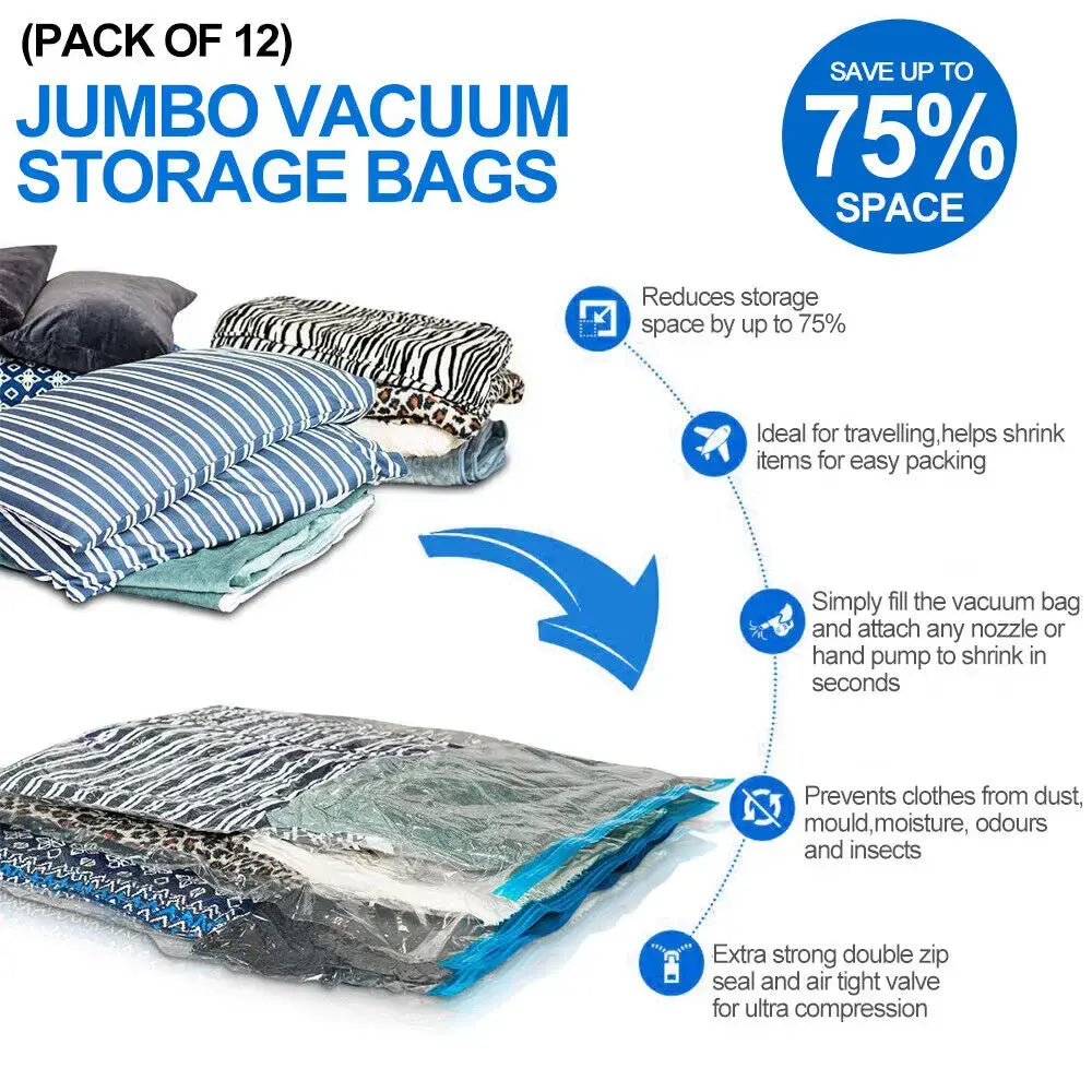 Sacs de rangement sous vide réutilisables – lot de 12 – détail 2