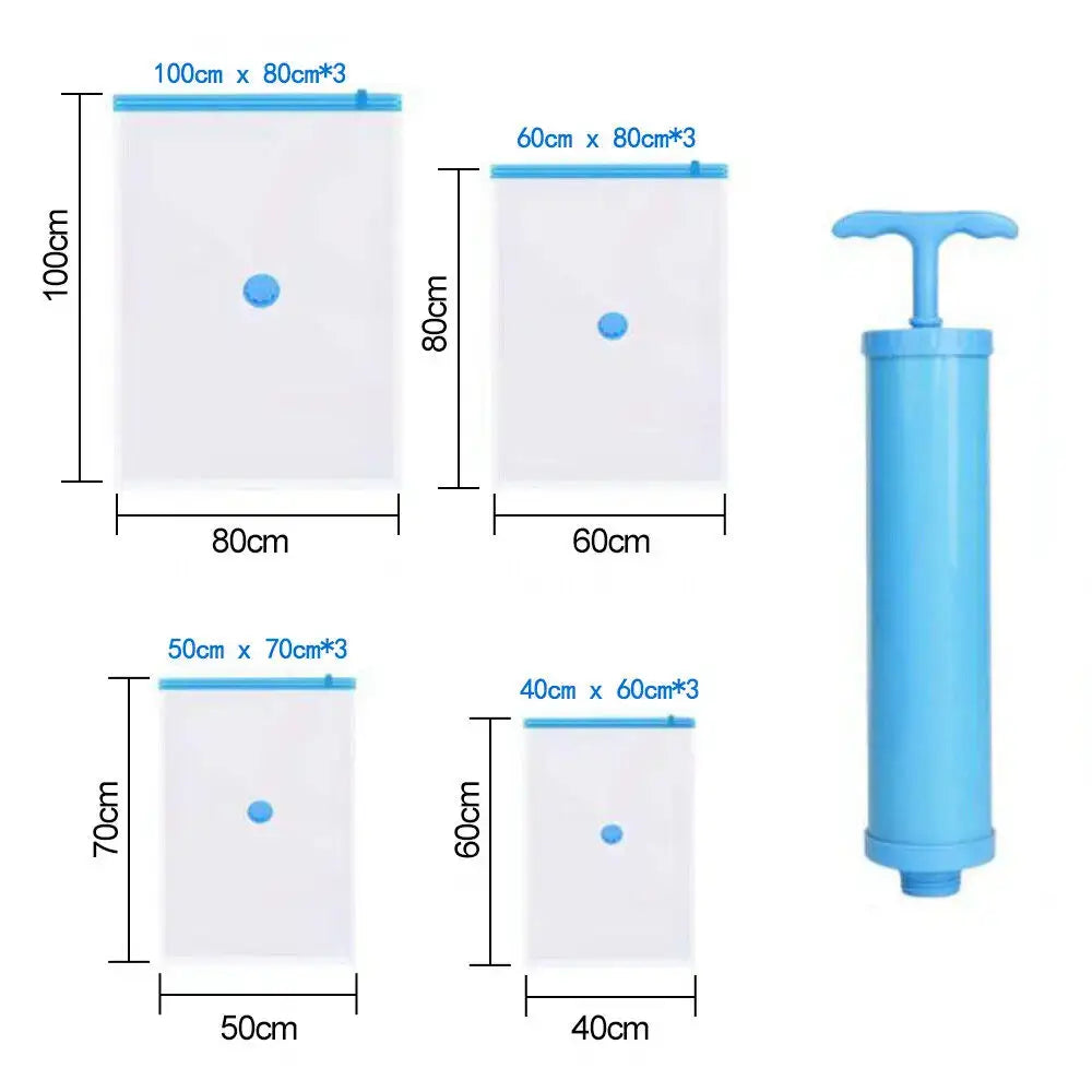 Sacs de rangement sous vide réutilisables – lot de 12 – Lot de 12 sacs