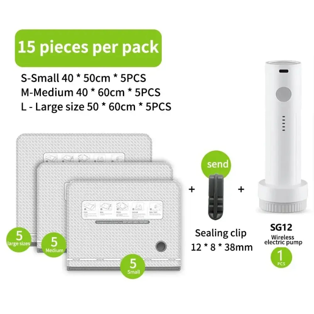 Sacs sous vide avec pompe rechargeable – lots 9 à 15 - sacs sous vide pompe rechargeable