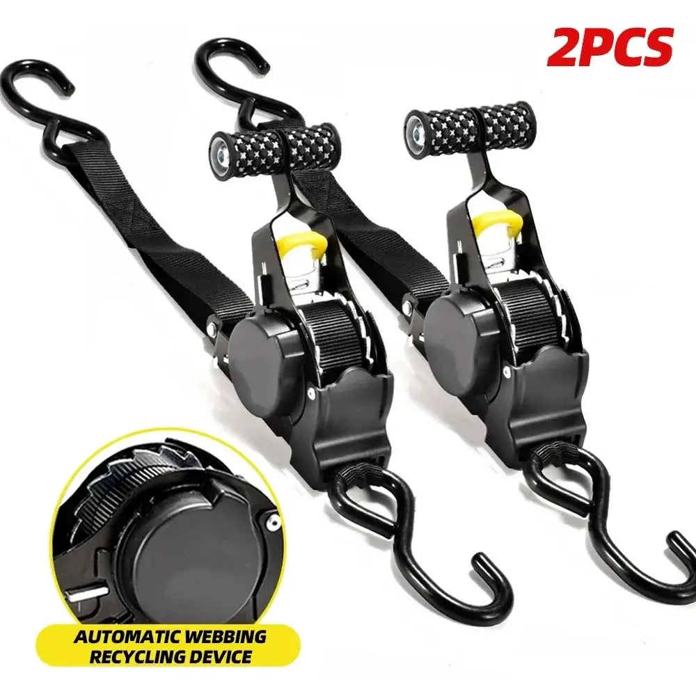 Sangle d’arrimage à cliquet rétractable – unité ou lot de 2 - Lot de 2 sangles / France - Sangle arrimage cliquet