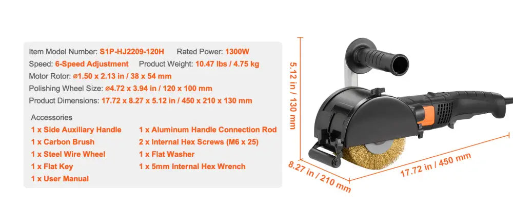 Satinatrice Métal et Bois 1300 W – 6 Vitesses - Ponceuses polisseuses et abrasifs