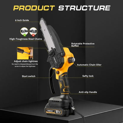 Scie Électrique Sans Fil 6 Pouces Mini Tronçonneuse Jardin Makita 18V