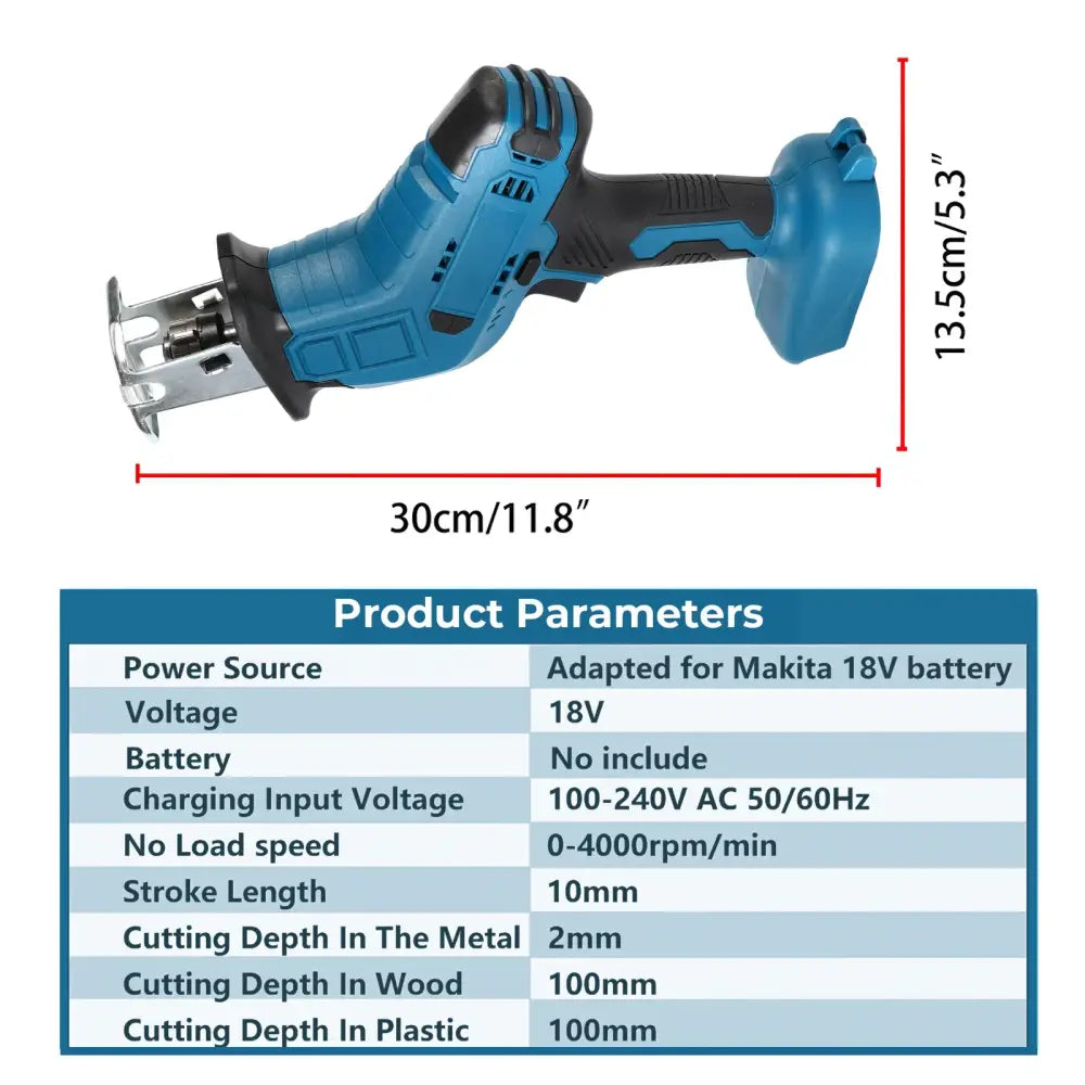 Scie sabre sans fil 18 V – coupe 100 mm 3000 coups/min - Scie sabre sans fil
