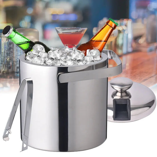 Seau À Glace Isolé Double Paroi 1,3 L Avec Pinces Et Couvercle