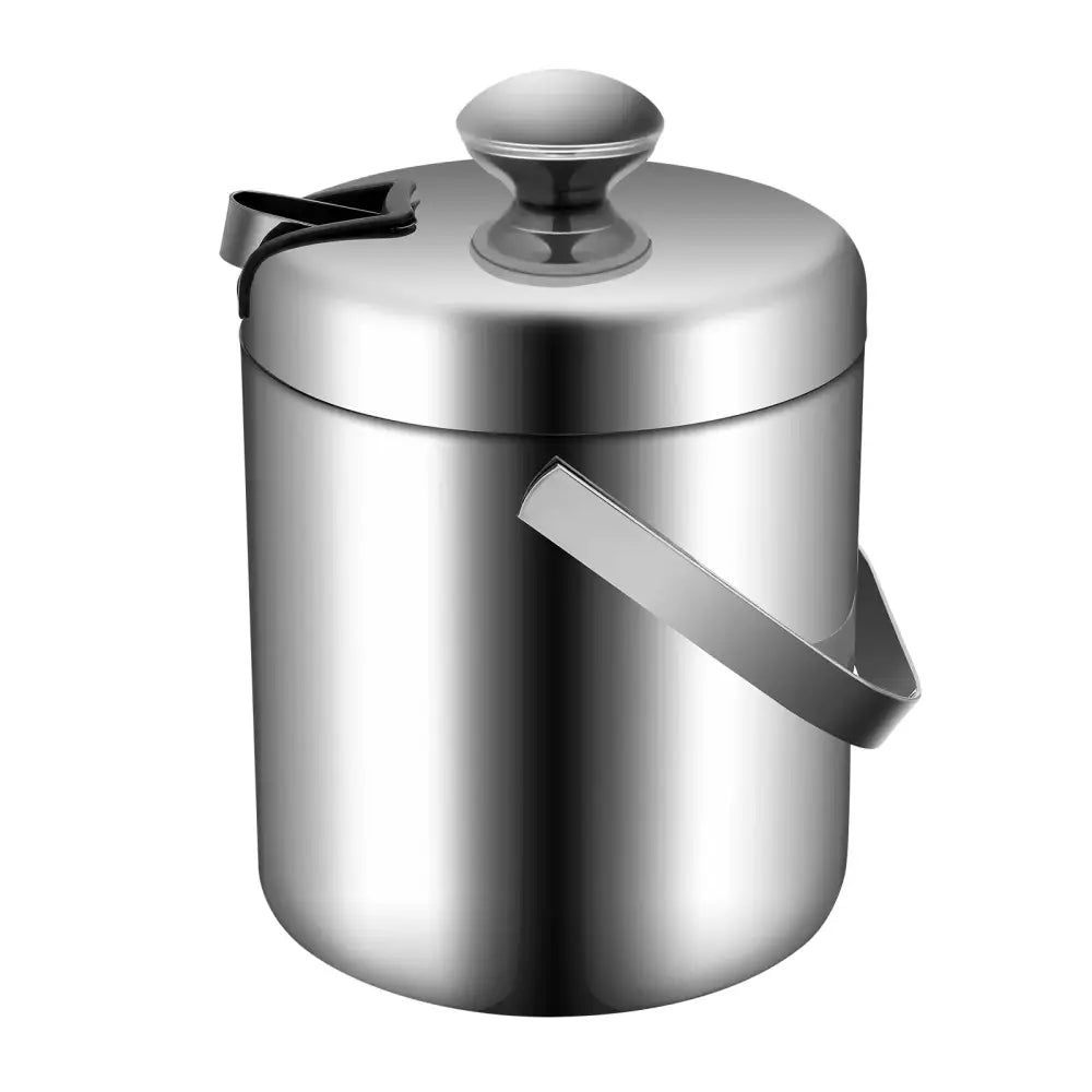Seau à glace isolé double paroi 1,3 L avec pinces et couvercle