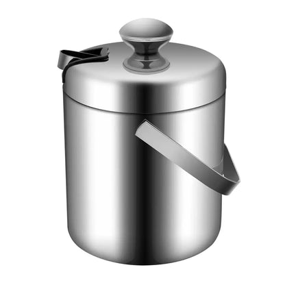 Seau à glace isolé double paroi 1,3 L avec pinces et couvercle
