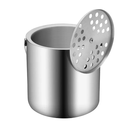 Seau à glace isolé double paroi 1,3 L avec pinces et couvercle