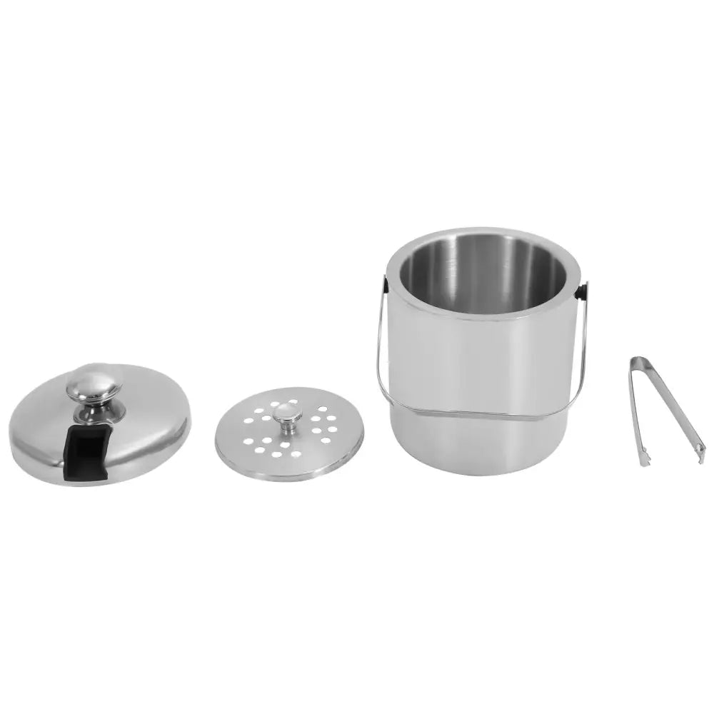 Seau à glace isolé double paroi 1,3 L avec pinces et couvercle