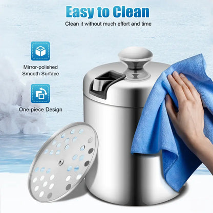 Seau à glace isolé double paroi 1,3 L avec pinces et couvercle