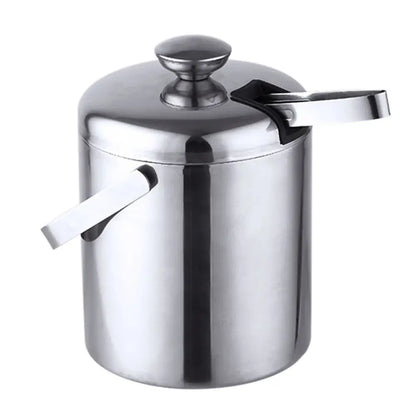 Seau à glace isolé double paroi 1,3 L avec pinces et couvercle