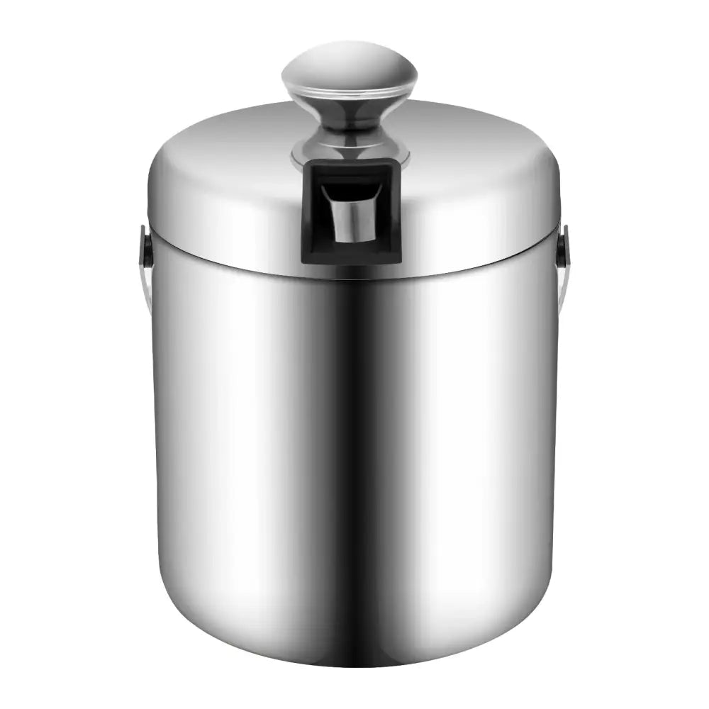 Seau à glace isolé double paroi 1,3 L avec pinces et couvercle