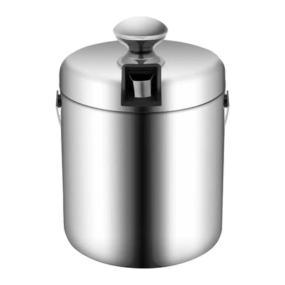Seau à glace isolé double paroi 1,3 L avec pinces et couvercle